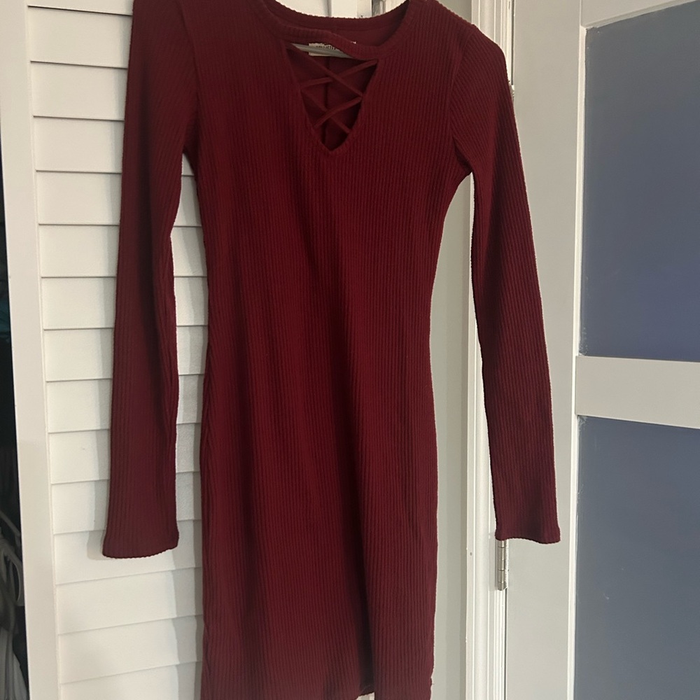 Hollister Burgundy/Red Long Sleeve Dress